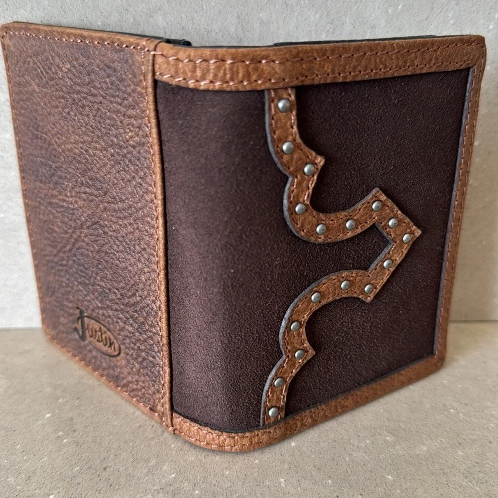 Justin Front Pocket Wallet Genuine Leather New in Box